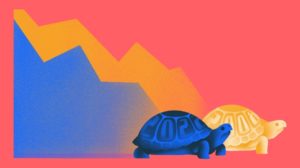 Illustration of 2 racing turtles 2008 vs. 2022