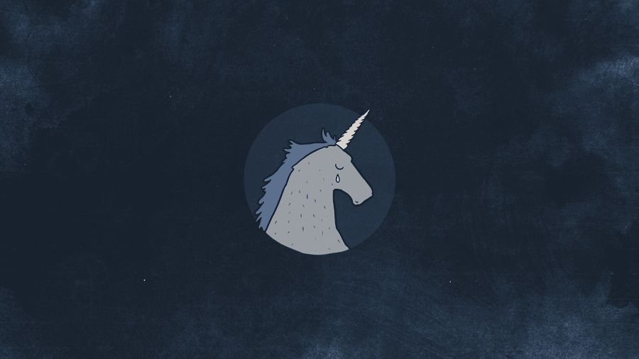 An illustration of a sad unicorn
