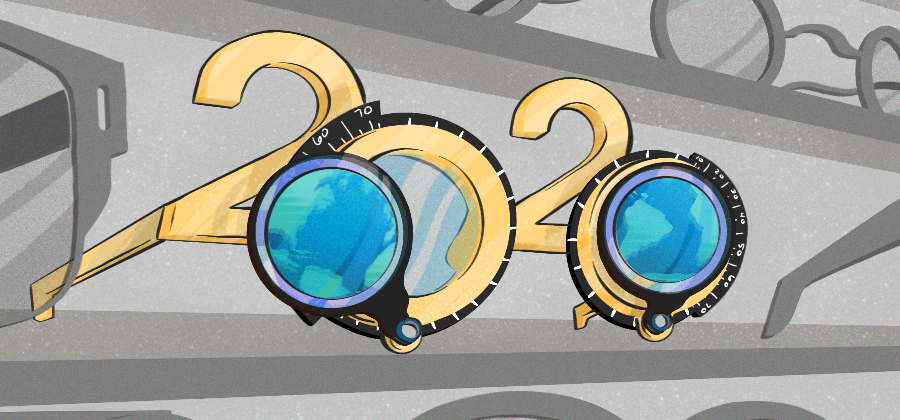 Illustration of optometrist phoropter in 2020 shape - Global. [Dom Guzman]
