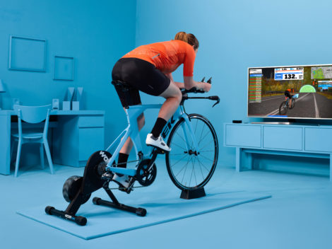 A photo of a cyclist using Zwift