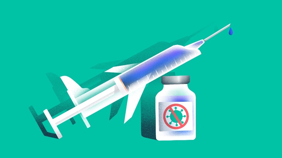 Illustration of hypodermic needle in the shape of an airplane.