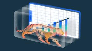 Illustration of tiger overlaid on growth chart.