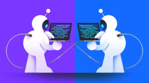 Illustration of robots programming each other [Dom Guzman]