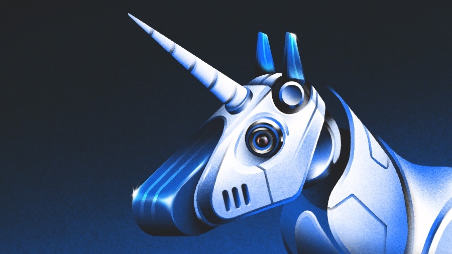 Illustration of robot unicorn.