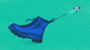 Illustration of a boot being pulled by its bootstrap.