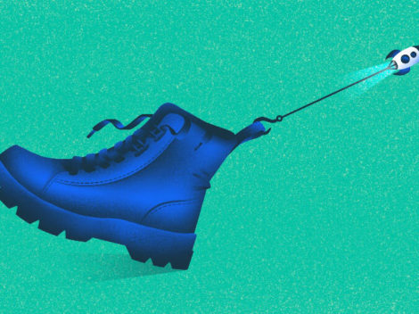 Illustration of a boot being pulled by its bootstrap.