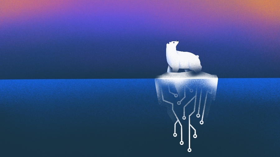 Illustration of polar bear on a shrinking iceberg. [Dom Guzman]