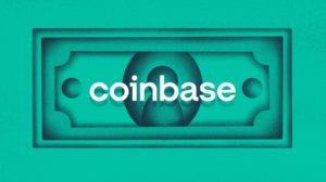 Illustration of generic money with Coinbase logo