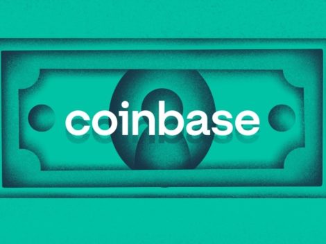 Illustration of generic money with Coinbase logo