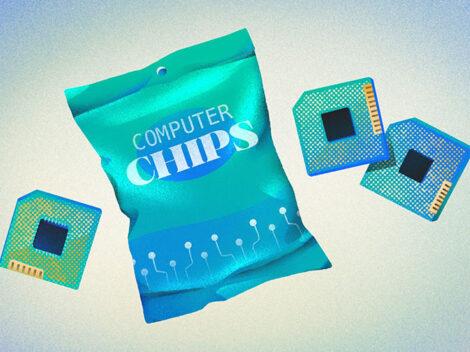 Illustration of a bag of computer chips