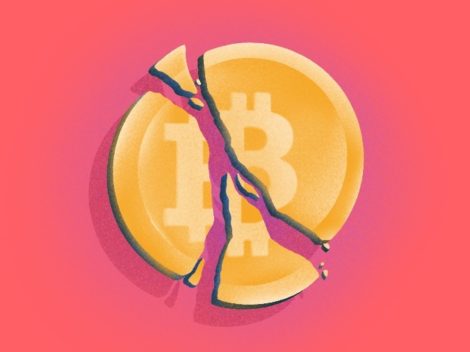 Illustration of broken Bitcoin