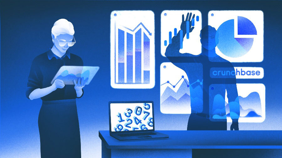 Illustration of workers gathering data.