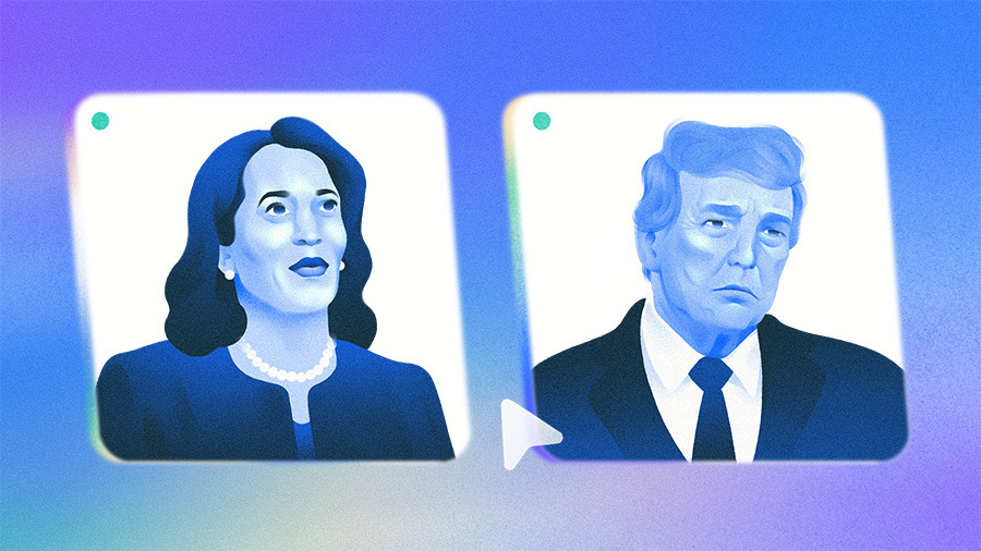 Illustration of Harris and Trump: 2024 presidential election candidates. [Dom Guzman]