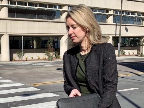Theranos founder and former CEO Elizabeth Holmes departs the San Jose federal courthouse on February 10, 2020