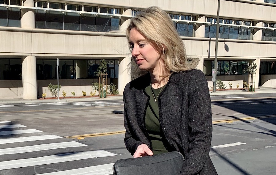 Theranos founder and former CEO Elizabeth Holmes departs the San Jose federal courthouse on February 10, 2020