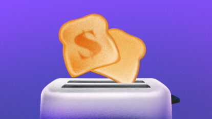 Illustration of toast with $ toasted in. [Dom Guzman]