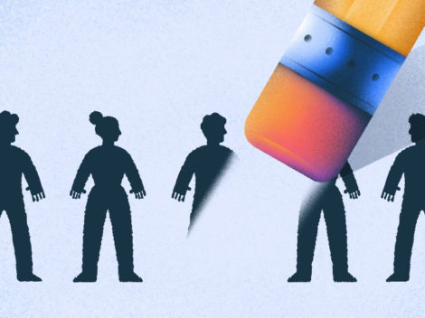 Illustration of pencil eraser erasing workers