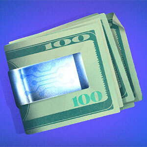 Illustration of money clip with $100 bills.