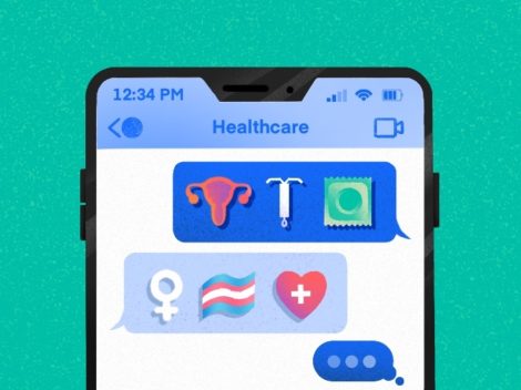 Illustration showing reproductive health concepts on a mobile phone
