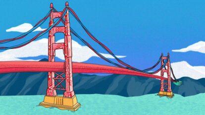 Illustration of Golden Gate Bridge.