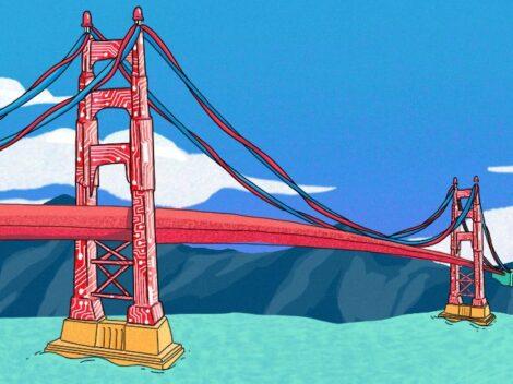 Illustration of Golden Gate Bridge.