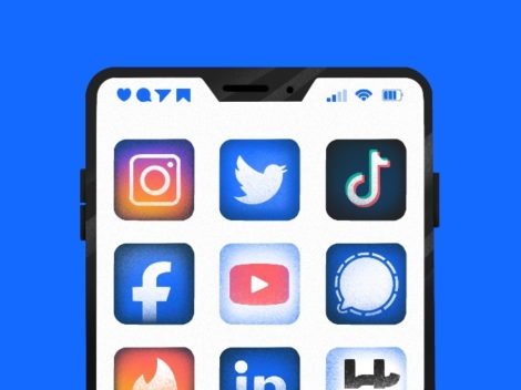 Illustration of Social Media screen on Phone