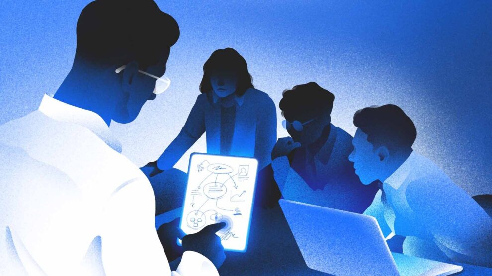 Illustration of an in-person meeting.