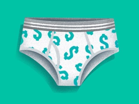Illustration of underwear with dollar signs