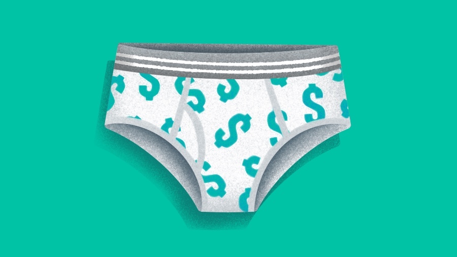 Illustration of underwear with dollar signs