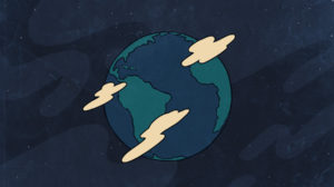 Illustration of a globe with clouds-global startup
