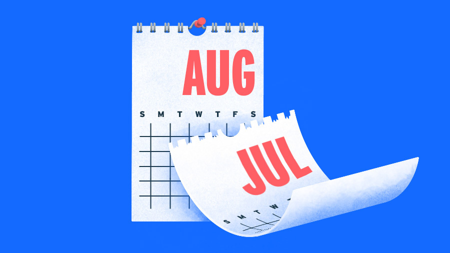 Jul Calendar page being torn off to make way for Aug. [Dom Guman]