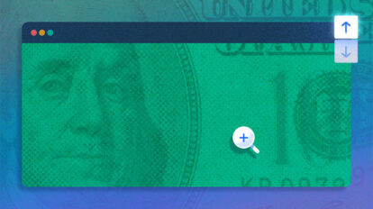 Image of expanding $100 bill ... increasing money. [Dom Guzman]