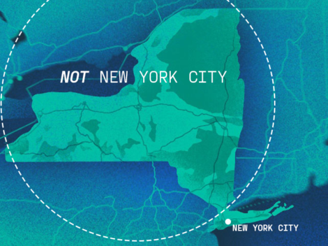 Illustration of New York State with Not New York City defined.