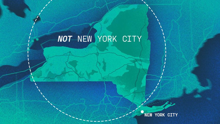 Illustration of New York State with Not New York City defined.