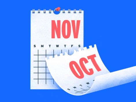 Oct Calendar page being torn off to make way for Nov. [Dom Guman]
